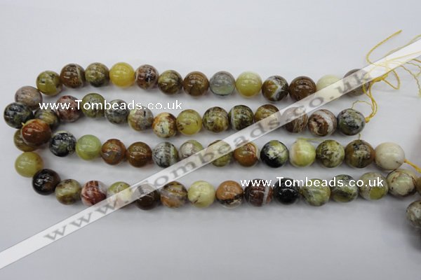 COP591 15.5 inches 14mm round natural yellow & green opal beads