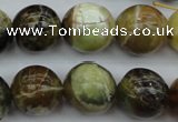 COP592 15.5 inches 16mm round natural yellow & green opal beads