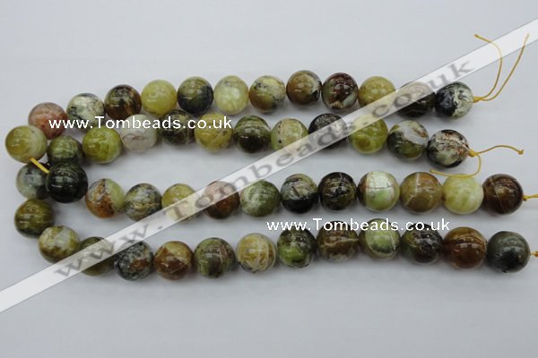 COP592 15.5 inches 16mm round natural yellow & green opal beads