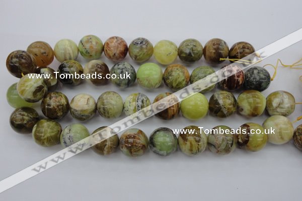 COP594 15.5 inches 20mm round natural yellow & green opal beads