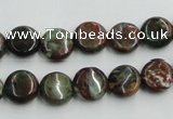 COP602 15.5 inches 10mm flat round green opal gemstone beads