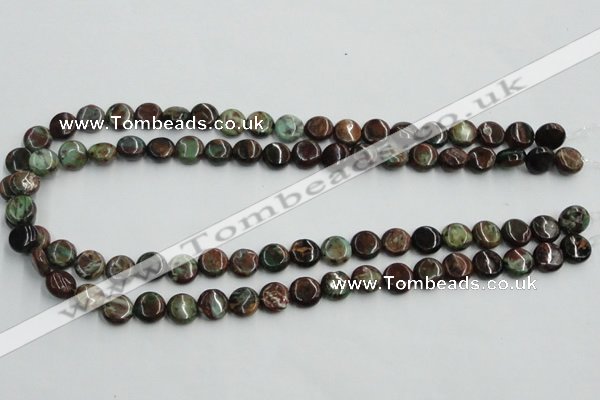 COP602 15.5 inches 10mm flat round green opal gemstone beads