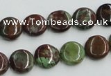 COP603 15.5 inches 12mm flat round green opal gemstone beads