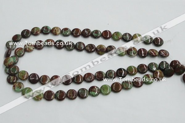 COP603 15.5 inches 12mm flat round green opal gemstone beads