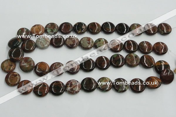 COP605 15.5 inches 18mm flat round green opal gemstone beads