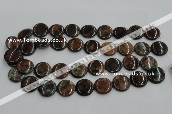 COP606 15.5 inches 20mm flat round green opal gemstone beads