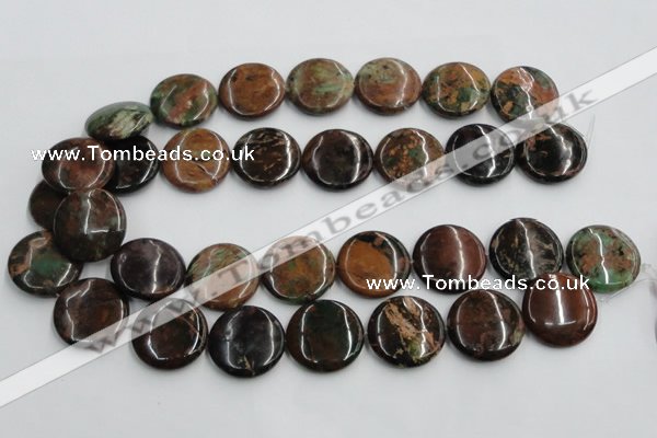 COP607 15.5 inches 25mm flat round green opal gemstone beads