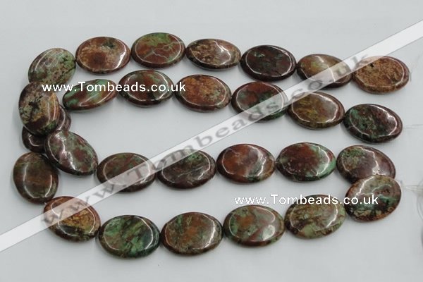 COP609 15.5 inches 22*30mm oval green opal gemstone beads wholesale