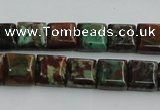 COP613 15.5 inches 10*10mm square double drilled green opal beads