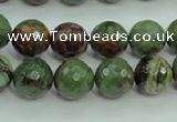 COP663 15.5 inches 10mm faceted round green opal gemstone beads