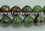 COP664 15.5 inches 12mm faceted round green opal gemstone beads