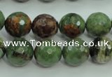 COP665 15.5 inches 14mm faceted round green opal gemstone beads