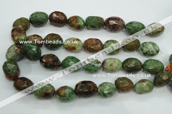 COP675 15.5 inches 18*25mm faceted nuggets green opal gemstone beads