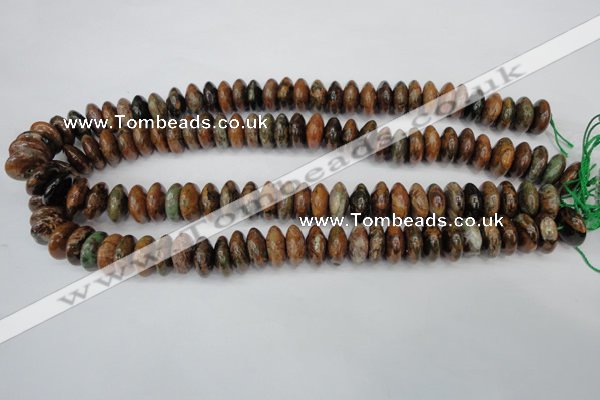 COP753 15.5 inches 7*14mm rondelle green opal gemstone beads