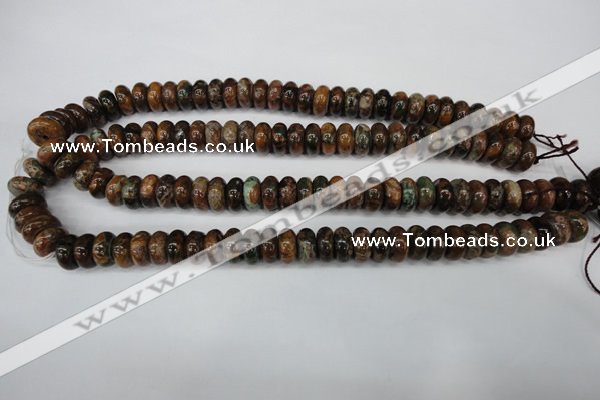 COP754 15.5 inches 6*12mm rondelle green opal gemstone beads