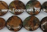 COP755 15.5 inches 20mm flat round green opal gemstone beads