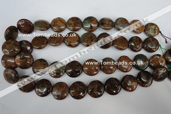 COP755 15.5 inches 20mm flat round green opal gemstone beads