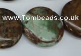 COP756 15.5 inches 25mm flat round green opal gemstone beads