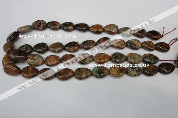 COP761 15.5 inches 15*20mm flat teardrop green opal gemstone beads