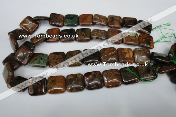 COP765 15.5 inches 20*20mm square green opal gemstone beads