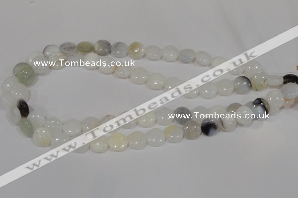 COP904 15.5 inches 12mm flat round natural white opal gemstone beads