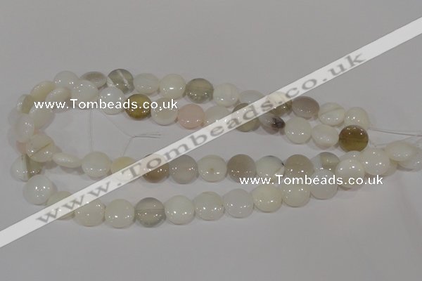 COP905 15.5 inches 14mm flat round natural white opal gemstone beads