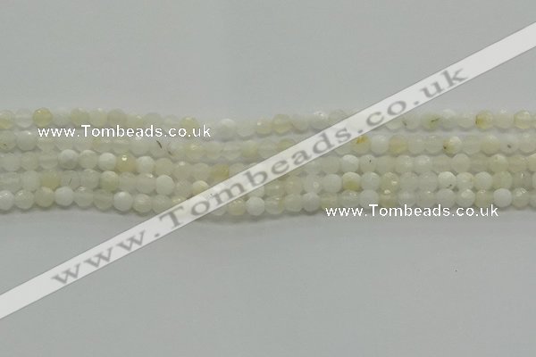 COP930 15.5 inches 4mm faceted round white opal gemstone beads