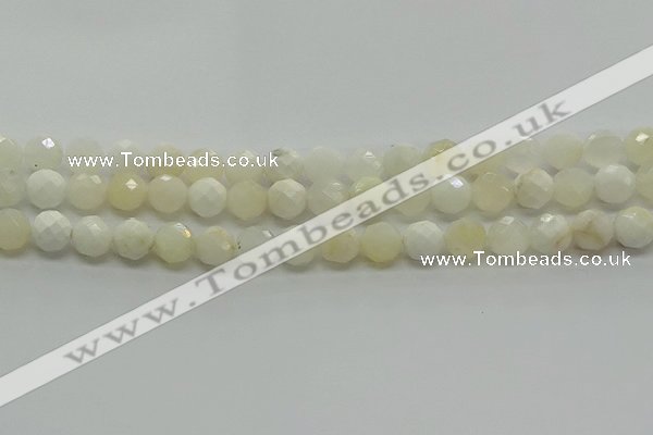 COP932 15.5 inches 8mm faceted round white opal gemstone beads