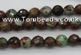 COP962 15.5 inches 8mm faceted round green opal gemstone beads