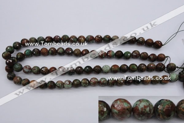 COP964 15.5 inches 12mm faceted round green opal gemstone beads