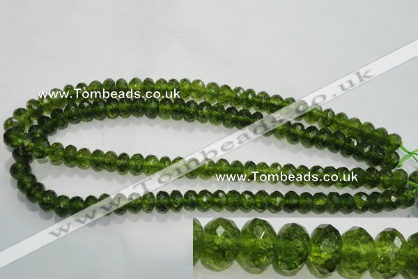 COQ101 15.5 inches 6*10mm faceted rondelle dyed olive quartz beads