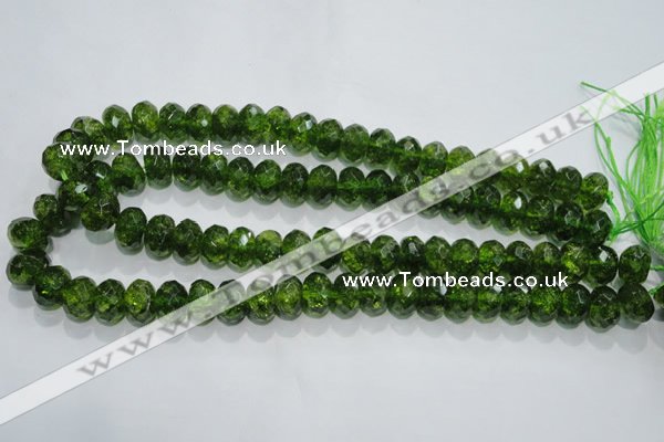 COQ102 15.5 inches 10*14mm faceted rondelle dyed olive quartz beads