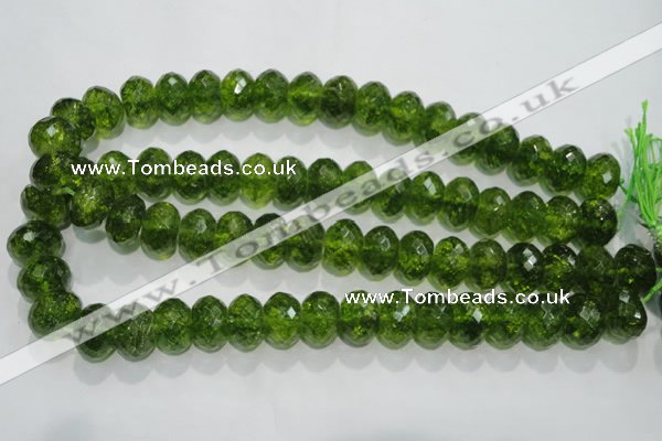 COQ103 15.5 inches 12*16mm faceted rondelle dyed olive quartz beads