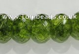 COQ104 15.5 inches 13*18mm faceted rondelle dyed olive quartz beads