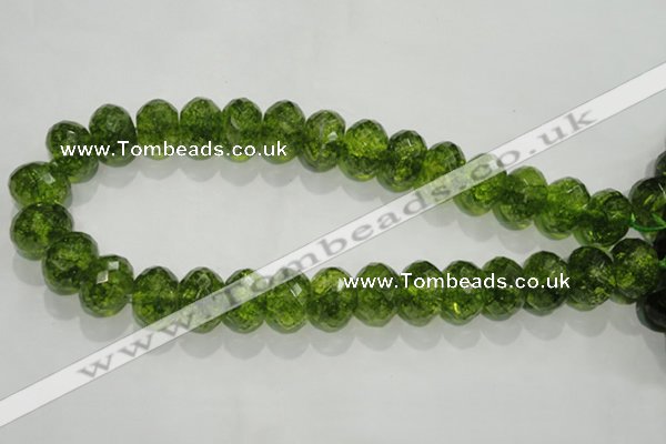COQ104 15.5 inches 13*18mm faceted rondelle dyed olive quartz beads