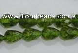 COQ108 15.5 inches 8*12mm faceted teardrop dyed olive quartz beads