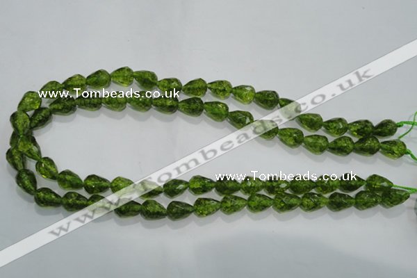 COQ108 15.5 inches 8*12mm faceted teardrop dyed olive quartz beads