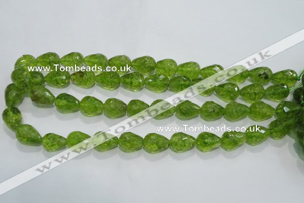 COQ111 15.5 inches 13*18mm faceted teardrop dyed olive quartz beads