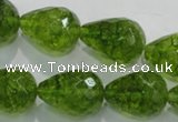 COQ112 15.5 inches 15*20mm faceted teardrop dyed olive quartz beads