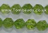 COQ117 15.5 inches 10mm faceted nuggets dyed olive quartz beads