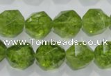 COQ118 15.5 inches 12mm faceted nuggets dyed olive quartz beads