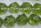 COQ119 15.5 inches 14mm faceted nuggets dyed olive quartz beads