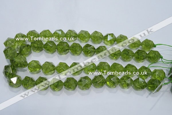 COQ119 15.5 inches 14mm faceted nuggets dyed olive quartz beads