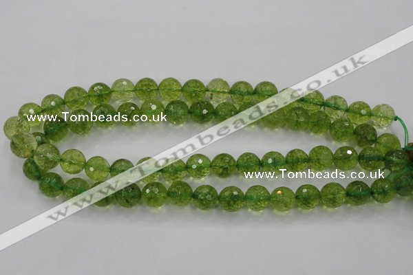 COQ12 16 inches 8mm faceted round dyed olive quartz beads wholesale