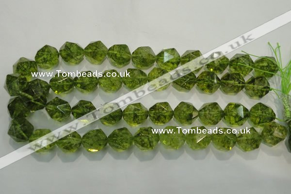 COQ120 15.5 inches 16mm faceted nuggets dyed olive quartz beads