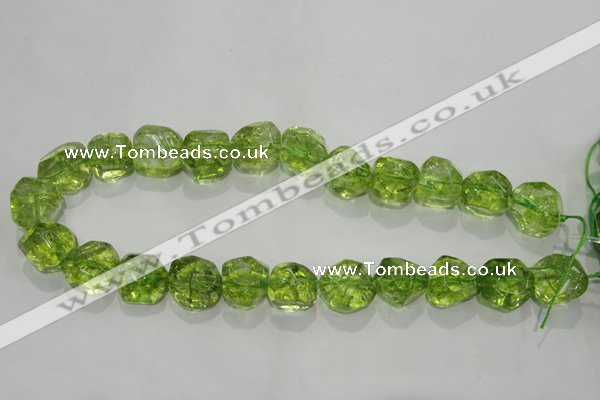 COQ125 15.5 inches 18mm nuggets dyed olive quartz beads