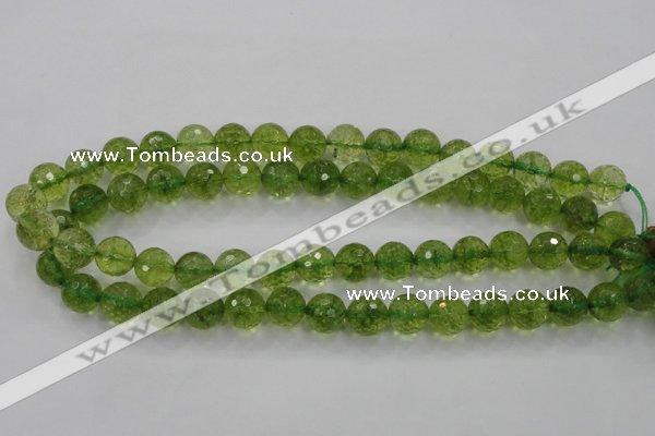 COQ15 16 inches 12mm faceted round dyed olive quartz beads wholesale