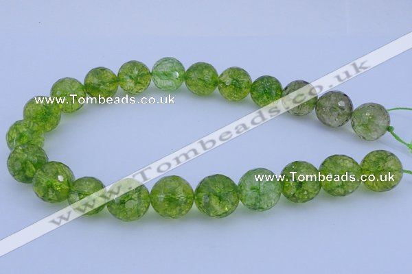 COQ17 16 inches 16mm faceted round dyed olive quartz beads wholesale