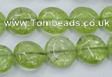 COQ25 16 inches 15mm flat round dyed olive quartz beads wholesale