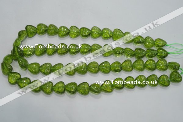 COQ31 15.5 inches 16*16mm heart dyed olive quartz beads wholesale